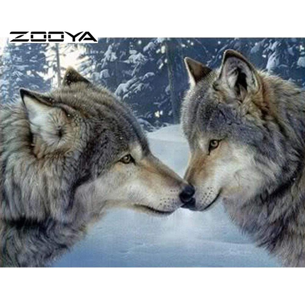 

ZOOYA Needlework The Wolf Kiss DIY Diamond Embroidery Cross Stitch Rhinestone Pasted Painting Home Decor F213