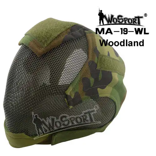 MA-19-WL Wosport Спорт полный маска завернутый защитный военно-тактические для игры в страйкболл, войнушки защитная сетка Сталь пейнтбол маски для лица - Цвет: MA-19-WL