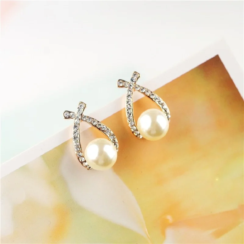 Хороший шопинг!! Модные золотые серьги с кристаллами Brincos Perle Pendientes Bou Pearl для женщины.
