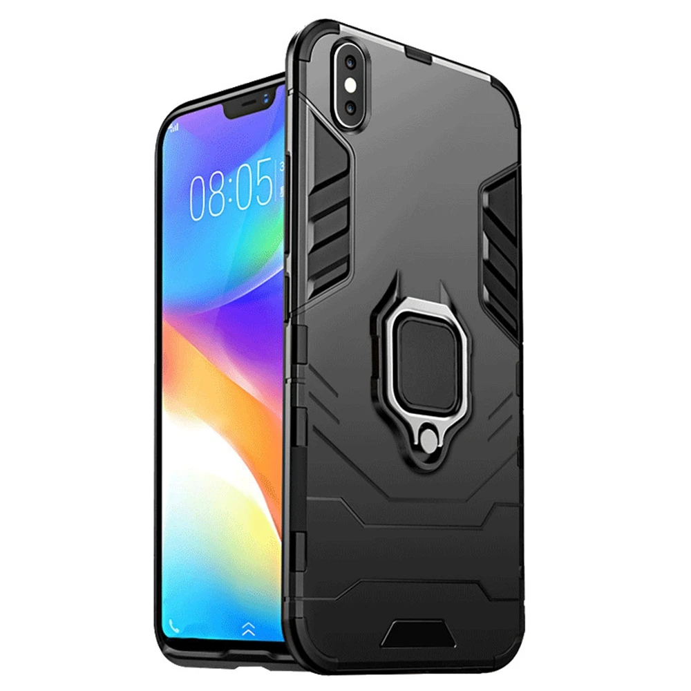 Heyytle Armor Shockproof Case For Xiaomi mi 8 Lite 9 se A1 A2 Max 3 Metal Redmi Note 6 5 Pro 7 Magnet Ring Holder Cover |