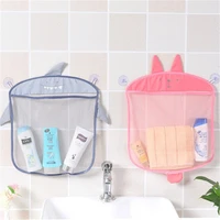 polyester cartoon wall hanging bathroom storage bag knitted net filter mesh baby bath toys shampoo bag organizer container
