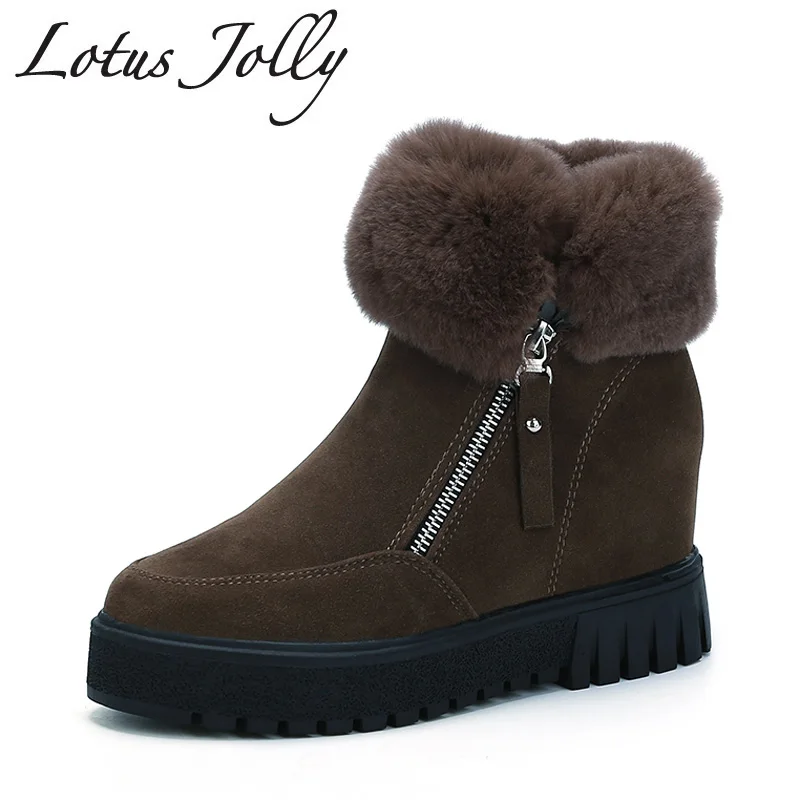 Женские зимние ботинки Зимние Теплые ботильоны с мехом удобная женская обувь без