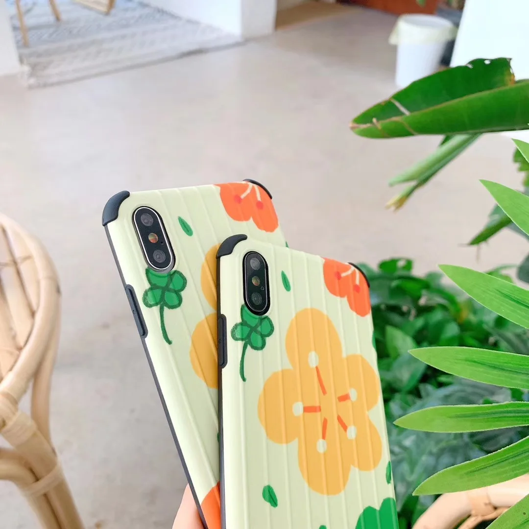 DECOCASE Fashion Flower Printing Korean Style 3D Stripped Phone Cases for iPhone 6 6s 7 8 Plus X XR XS Max Covers iphone |