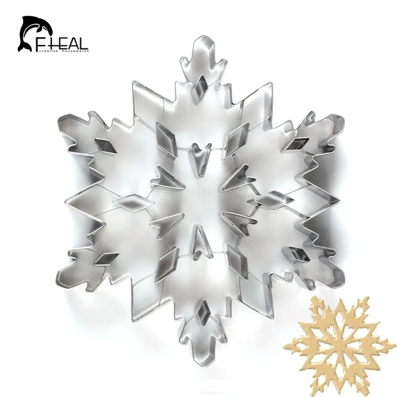 FHEAL Stainless Steel Fondant Cakes Cookie Cutter Mould 3D Christmas Snowflake Solid cookie mold Cake Decorating Baking Tools | Дом и сад