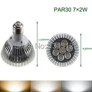 Free Shipping 14W LED PAR30 Light,High Power LED Bulb Light E27 Spotlight AC85-265V Warm White/white