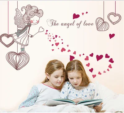 

You can remove the wall stickers love the girl children bedroom wall decoration