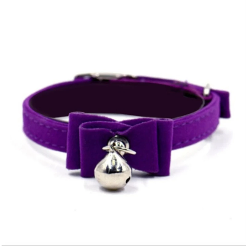 Purple Безопасный ошейник с бантом для собак и кошек, эластичный мягкий бархатный материал, товары для домашних животных, ошейник для собак, товары для домашних животных от поставщиков - Цвет: Purple