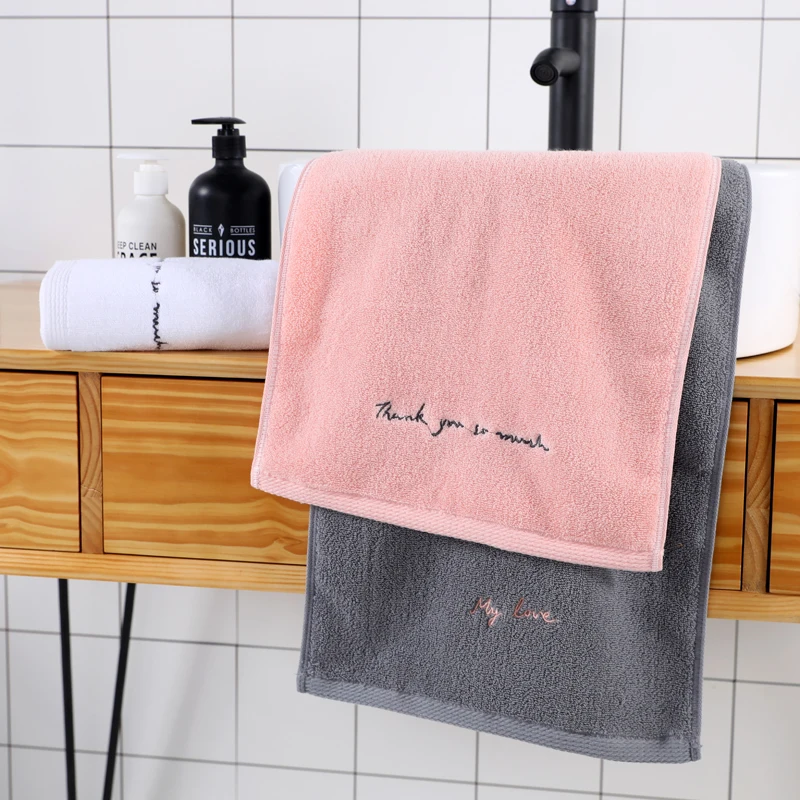 Креативное полотенце с вышивкой букв для взрослых и детей 70*140 см/35*75 см удобное