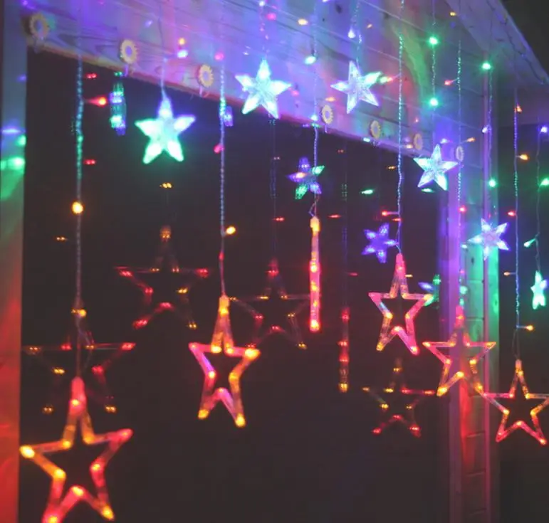 Светодиодная светящаяся световая Гирлянда занавеска со звездами для вечерние
