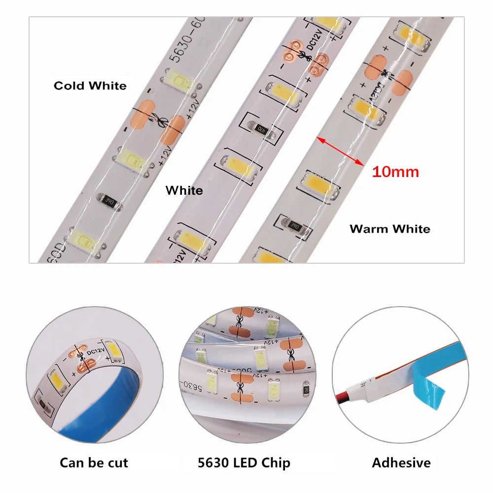 Супер яркая SMD 5630 Светодиодная лента 600 Холодный/Нейтральный Теплый/белый не