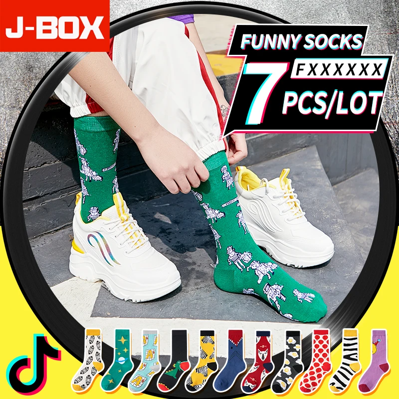 J BOX 1 или 7 пар женские носки хлопок крутые хип хоп скейтборд забавные длинные