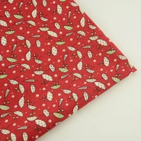 cartoon umbrella designs dark red cotton fabric pre cut fat quarter tecido home textile tissu telas beginners practice crafts