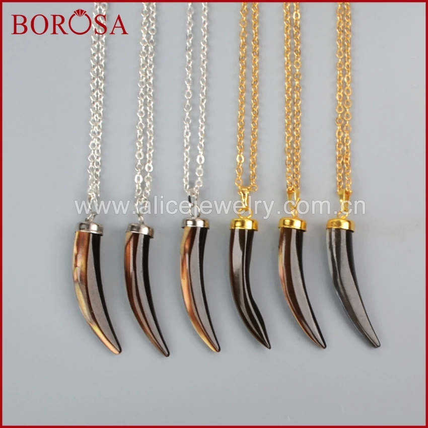 Borosa золото и серебро Кепки клыки натуральный коричневый В виде ракушки подвеска