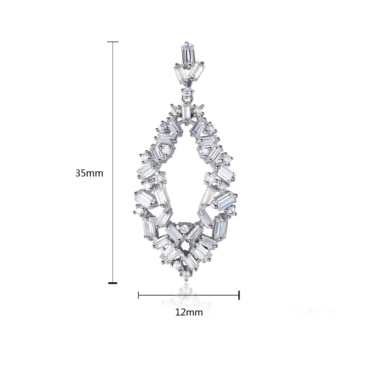 2019 New AAA Cubic Zirconia Hollow Rhombus Geometric Dangle Earrings For Women Bride's Wedding Jewelry Party Statement Earring |