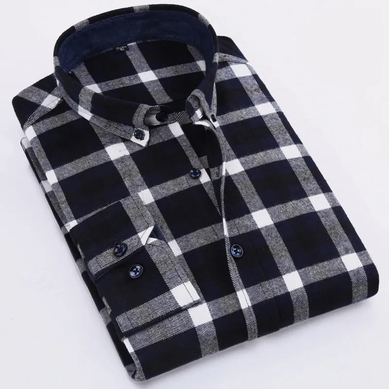 Мужская Фланелевая рубашка в клетку 100% хлопок весна-осень 2019 Повседневная с