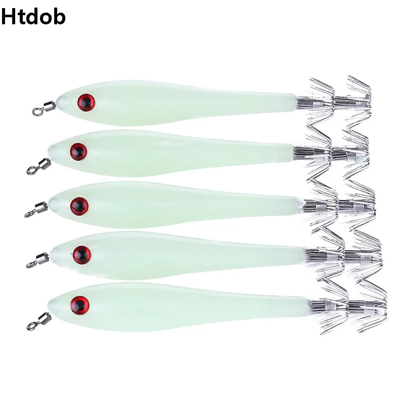 

5pcs Luminous Octopus Squid Jigs Fishing Lures Tackle Squid Hooks Sea Saltwater Baits Squid Catchers squid fishing octopus