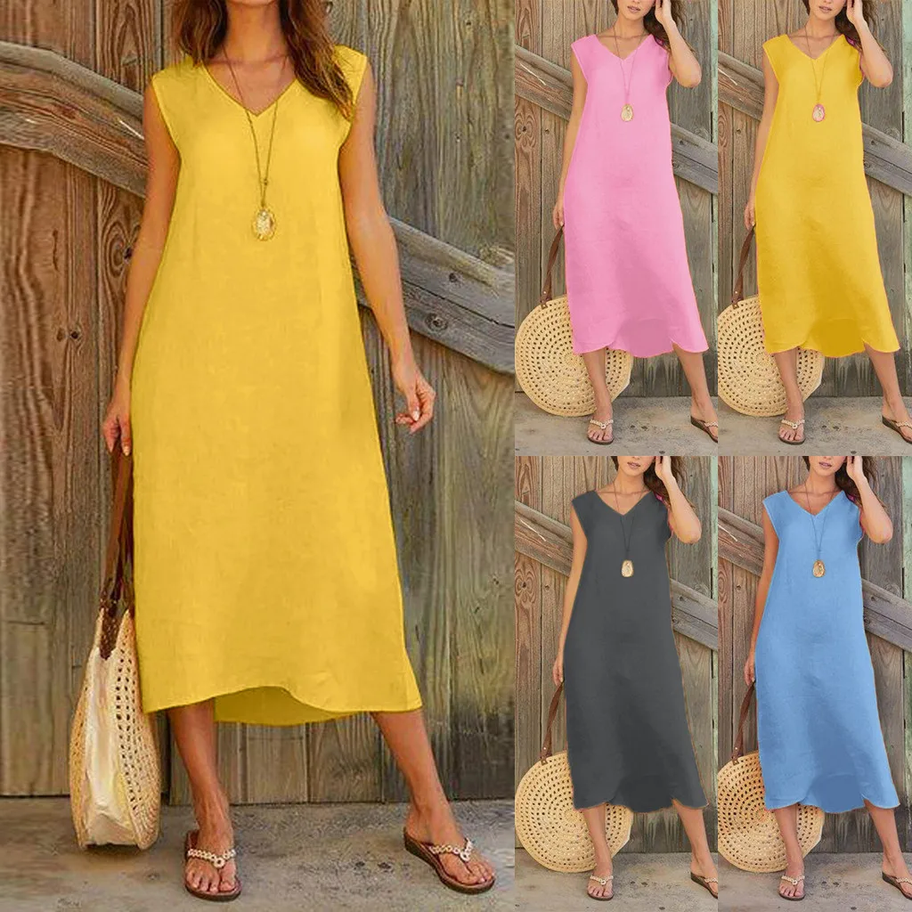 Платье женское без рукавов 6XL летнее Пляжное повседневное|Женские платья| |