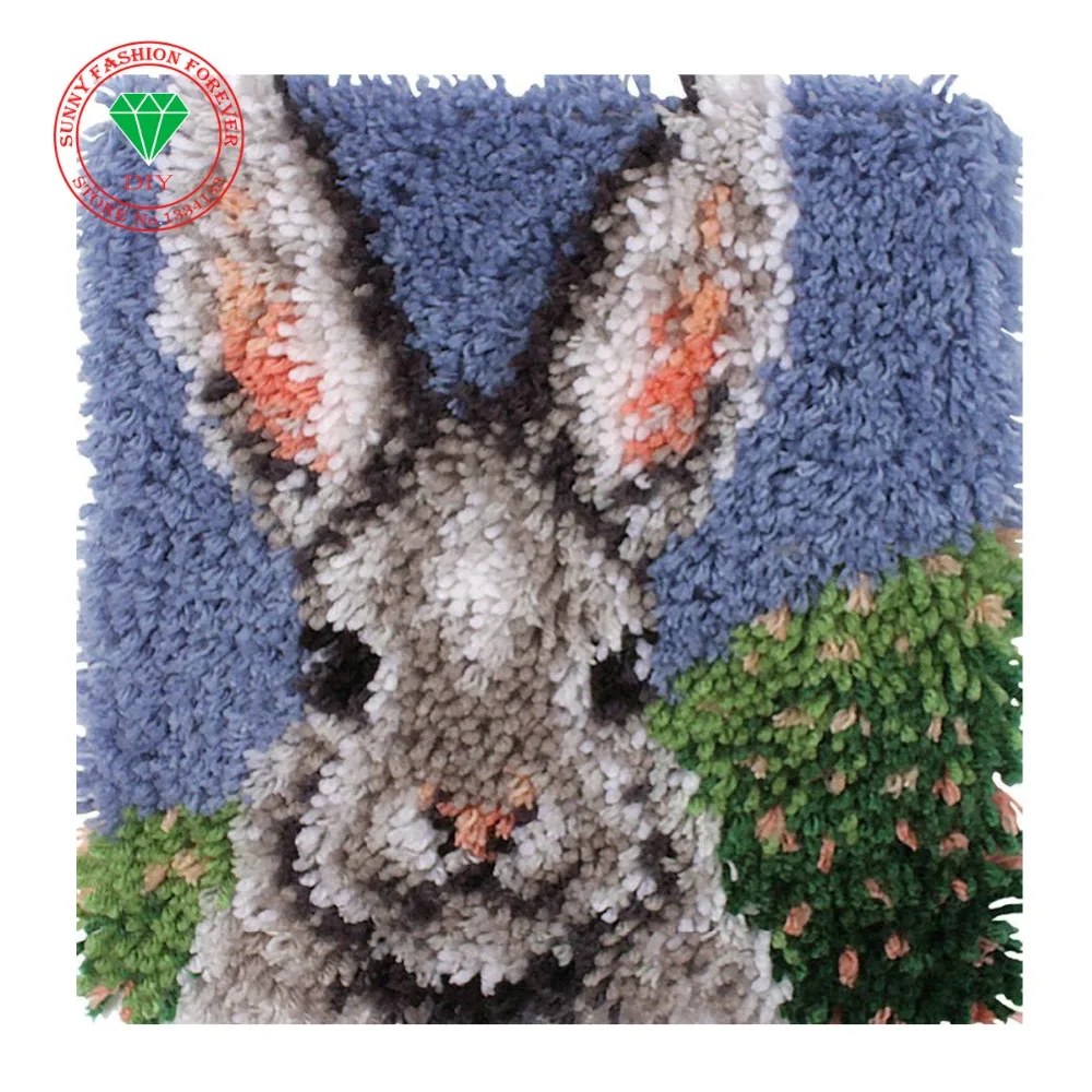 

3D diy pillowcase embroidery Latch Hook Pillow Kits DIY Needlework Crocheting Kit Rug Yarn Handmade Unfinished Embroidery Rabbit