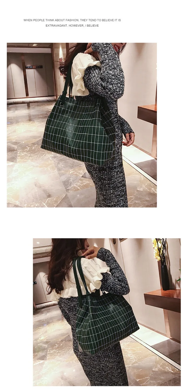 2018 women new single shoulder bag fashion stitch Plaid Bucket Bag Handbag simple all-match bags for | Багаж и сумки