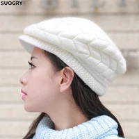 suogry women fashion knitted hat winter solid color warm hats accessories beanie girls skullies caps outdoor bonnet gift