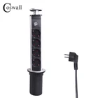COSWALL 16A Выдвижная 4 разъема питания 2 usb-порта для зарядки, кухонные настольные розетки, выдвижные столешницы, столешница, штепсельная вилка европейского стандарта