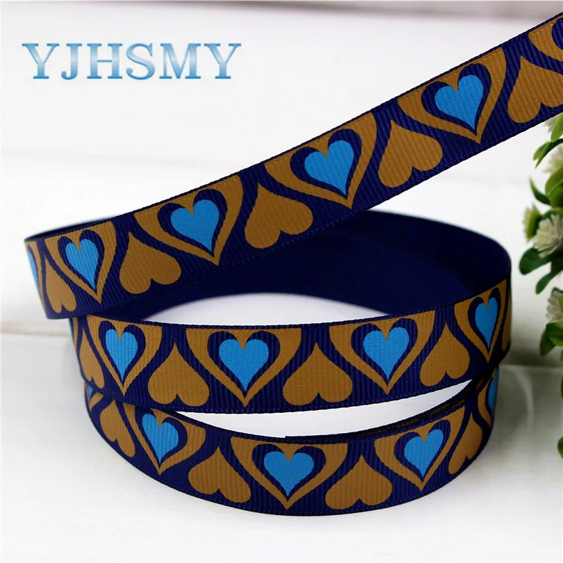 YJHSMY H-17420-1360, 16 мм 10 ярдов сердце печатных корсажные ленты, DIY ручной работы аксессуары для волос материал свадебный подарок обертывание - Цвет: H-17420-1362