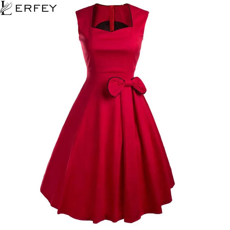 Vestidos женщины летнее платье старинные ретро ну вечеринку халат рокабилли 50 s