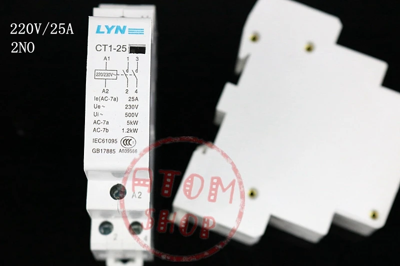 CT1 25 25A 2P 230v 50 или 60HZ Din rail AC контактор для дома LYN 2NO|ac contactor|contactor achousehold contactor |