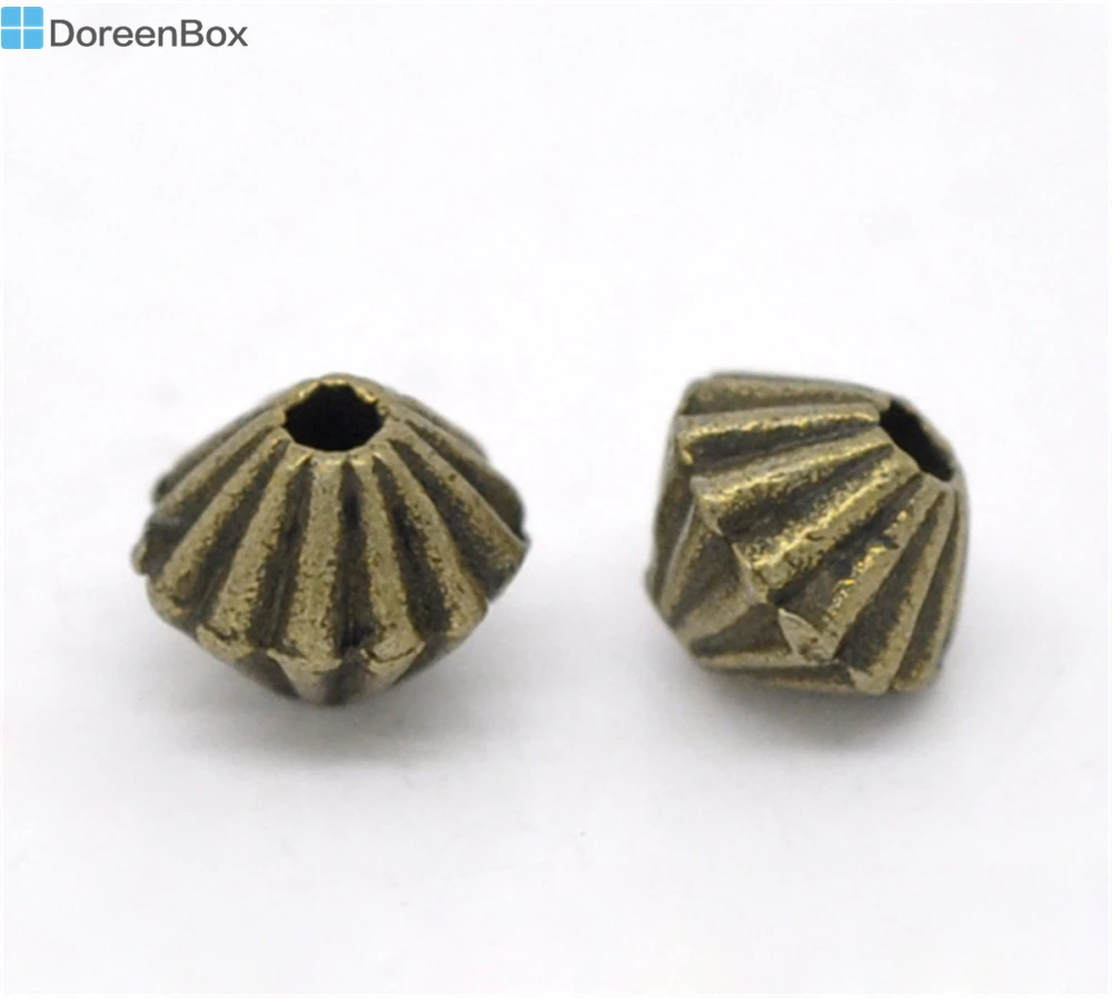 200 шт. Doreen Box винтажные биконовые бусины из сплава бронзового тона 5x4 мм для