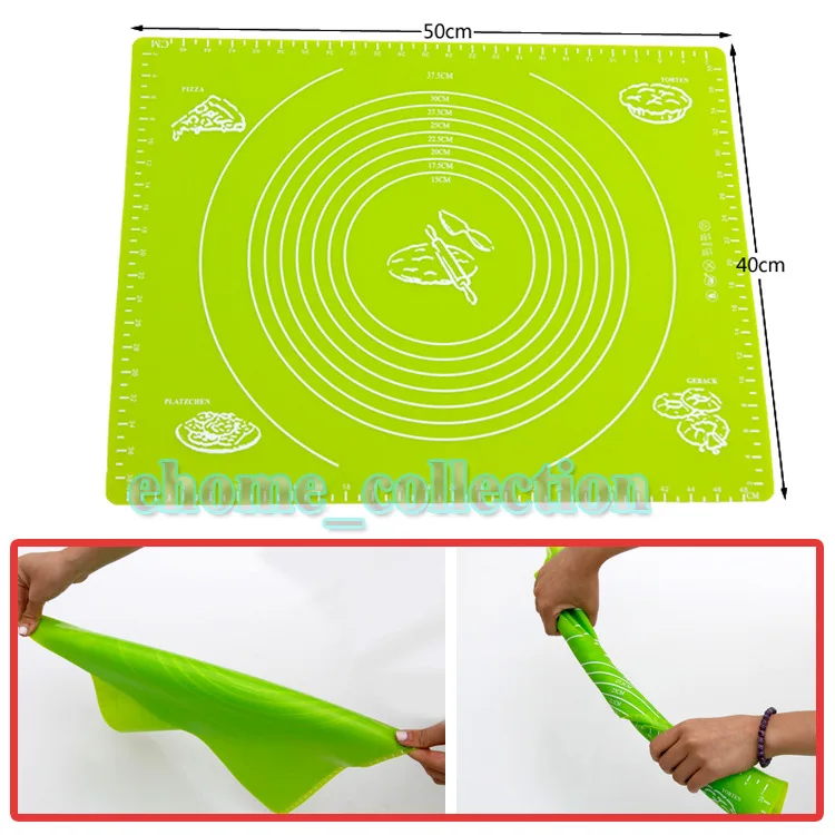 Больших размеров силиконовый Прокат тесто для выпечки, тортов подкладка под посуду для выпечки колодки коврик рулон коврик для выпечки кексов, 50*40 см