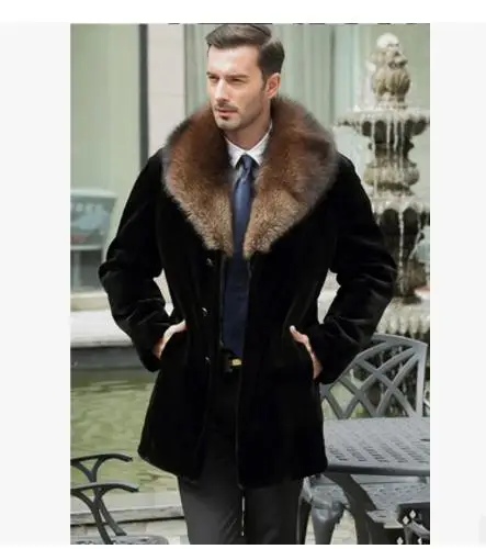 S/6Xl мужские куртки из искусственного меха длинная верхняя одежда норки черные