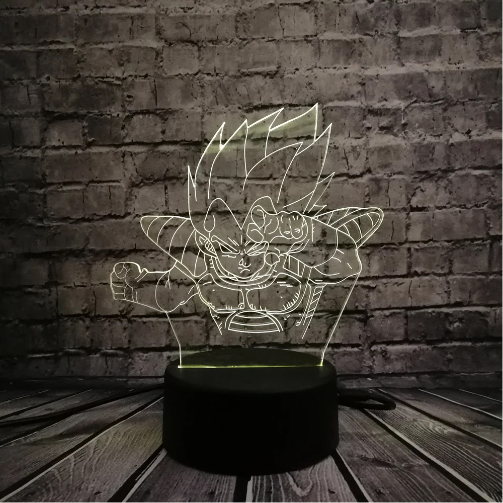 3D Ночная лампа Dragon Ball Monkey Super Saiyan Goku светодиодная настольный светильник красочная