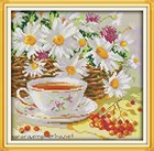 Набор для вышивки крестиком с изображением послеобеденного чая, цветов, еды, натюрморта, 18 карат, 14 карат, 11 карат, холст с рисунком, вышивка ручной работы сделай сам