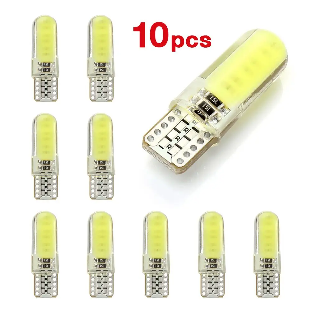 

10PCS T10 W5W LED car interior light COB silicone auto Signal lamp 12V 194 501 Side Wedge parking bulb for lada car styling