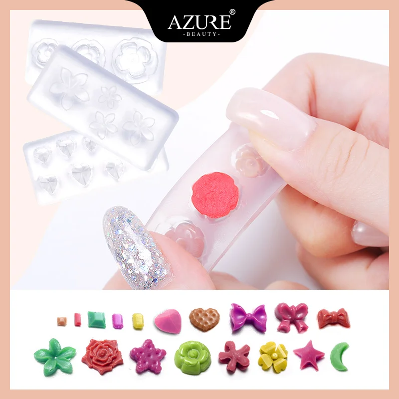 AZURE BEAUTY 1 шт. Пластиковая форма для штамповки ногтей Силиконовый мягкий цветочный