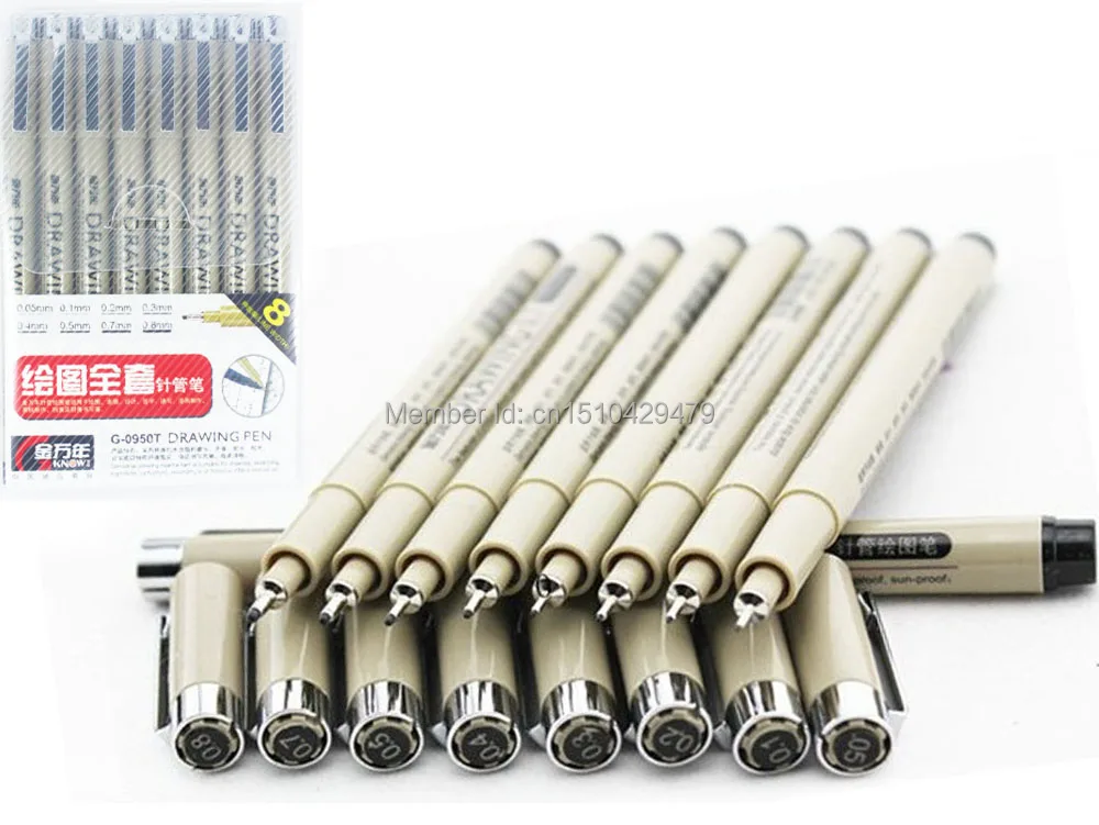 8 штук упак. знай иглы Микрон ручка для рисования 005 01 02 03 04 05 07 08 Набор Эскиз