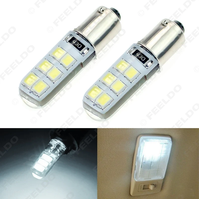 FEELDO 100 шт. белый 12 В постоянного тока автомобиль T4W BA9S 12SMD 2835 Чип силиконовый чехол