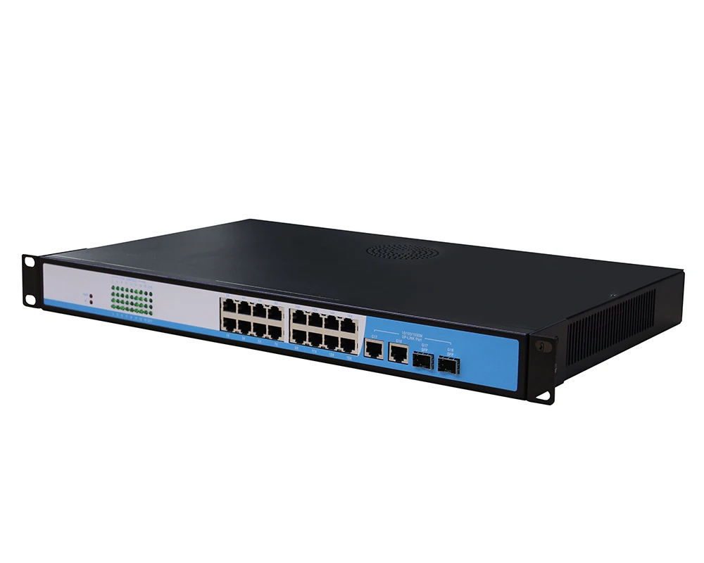 16 портов 100 м PoE коммутатор 2 Gigabit Ethernet с SFP Uplink 360 Вт Высокая мощность IEEE802.3af/at стандарт