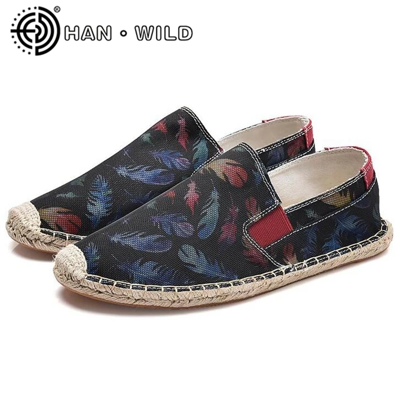 

Mens Shoes Casual Male Breathable Canvas Shoes Men Fashion 2019 Soft Slip On Espadrilles For Men Loafers Printed Fisherman Shoes