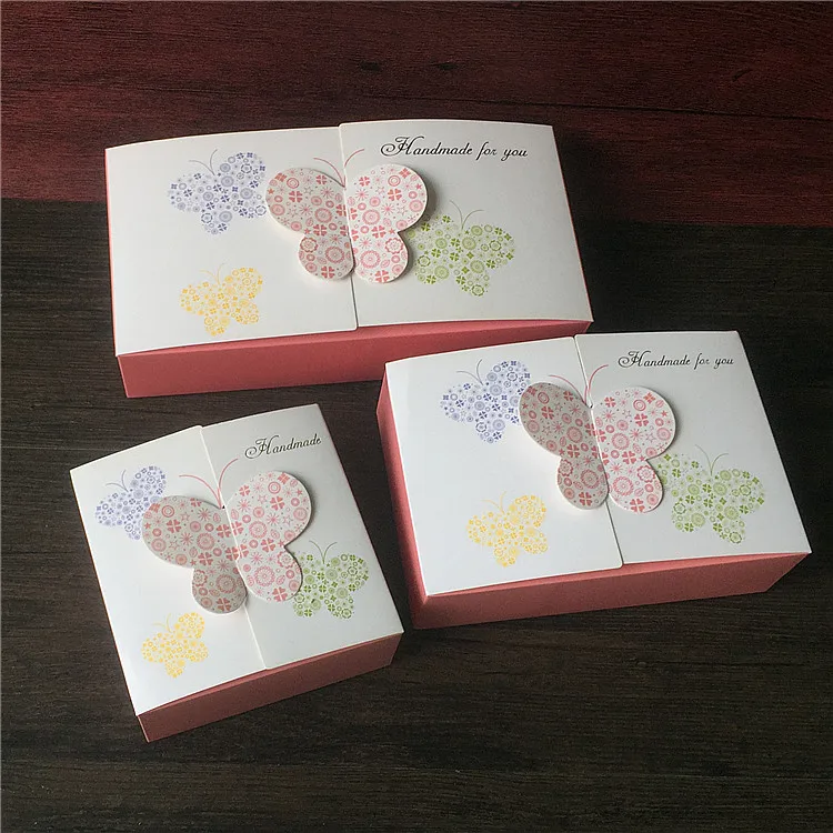 

50 X Pink Butterfly Design 4pcs/6pcs/8pcs 50g Mooncake Box Egg-Yolk Pastry Box Cranberry Cookies Box Wholesale
