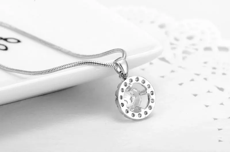 Женский ювелирный комплект из колье и серёг с круглым фианитом|jewelry sets for women|wedding