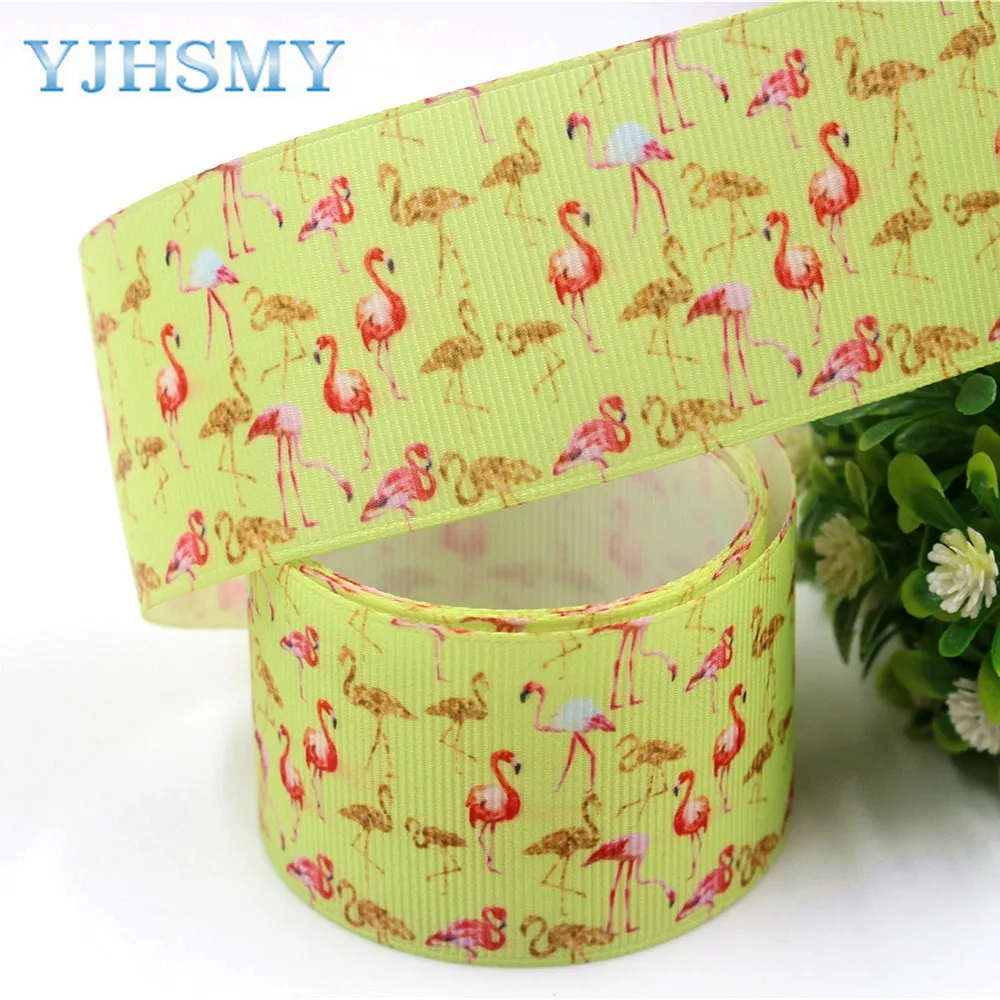 Лента YJHSMY 178112 с рисунком фламинго 38 мм 10 ярдов|cartoon ribbon|diy handmaderibbon ribbon |