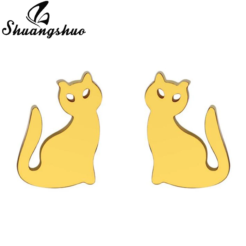 

Shuangshuo Trending Styles Cat Stud Earrings Animal Stainless Steel Jewelry Alibaba Express Accessories Earrings