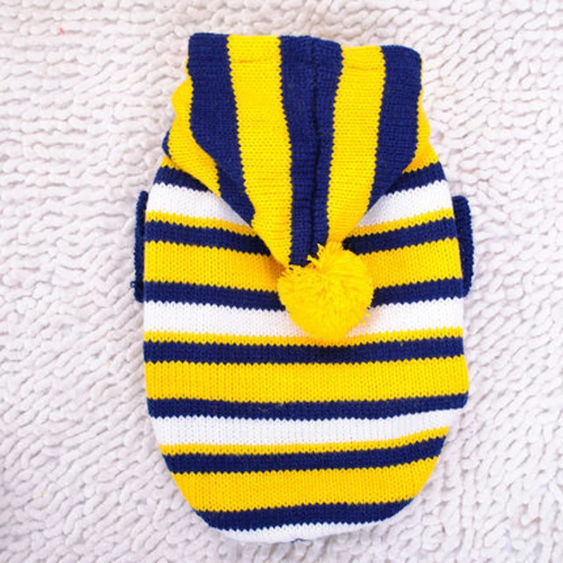 Толстовка в полоску с капюшоном для домашних питомцев и собак свитер щенков