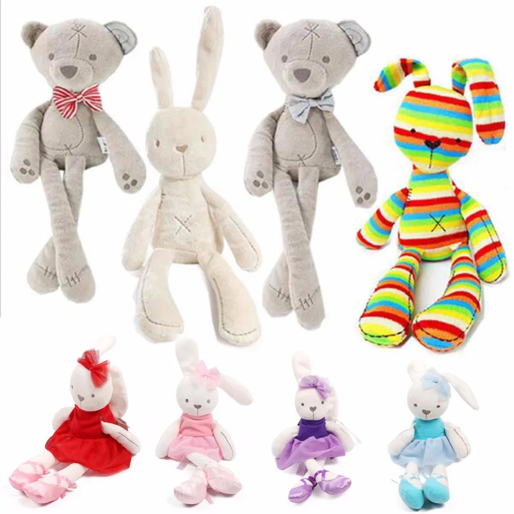 

Cute Rabbit Dolls Baby Soft Brinquedos Plush Rabbit Bunny & Bear Sleeping Mate Stuffed & Plush Animals Toys For Infants