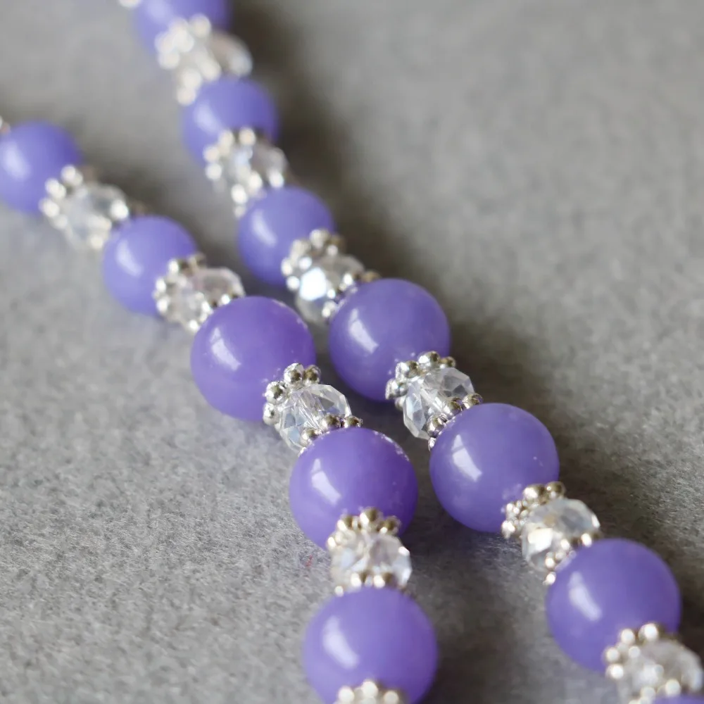 Accessory Crafts Parts New 8mm Violet Bracelet White Crystal Ceramic Treasure Pendant Female Jewelry Multilayer Chain | Украшения и