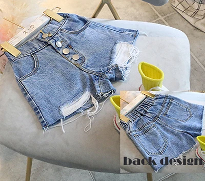 blued shorts 1pc Детская одежда, летние джинсовые штаны для маленьких девочек, детские штаны для девочек, шорты, рваные кружевные штаны - Цвет: blued shorts 1pc