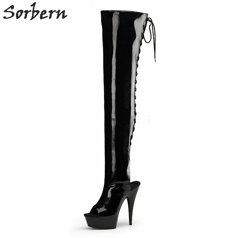 Женские блестящие Сапоги выше колена на высоком каблуке 15 см 5 см|pole dancing boots|women shoes