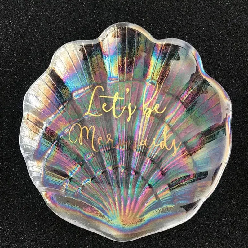 Скандинавский красочный стеклянный поднос в виде ракушки фотокольцо аксессуары
