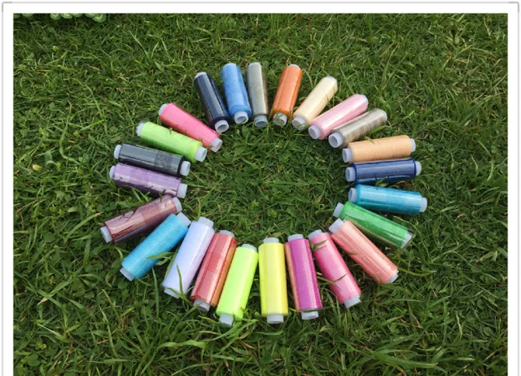 Цветные 200 ярдов DIY Швейные нитки из полиэстера набор прочных и прочных швейных нитей для ручных машин Швейные аксессуары